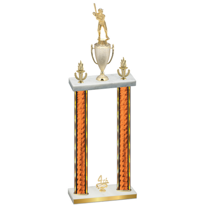 Double Orange Glacier Fourth Place Baseball Trophy