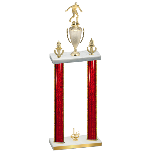 Double Red Glacier First Place Soccer Trophy