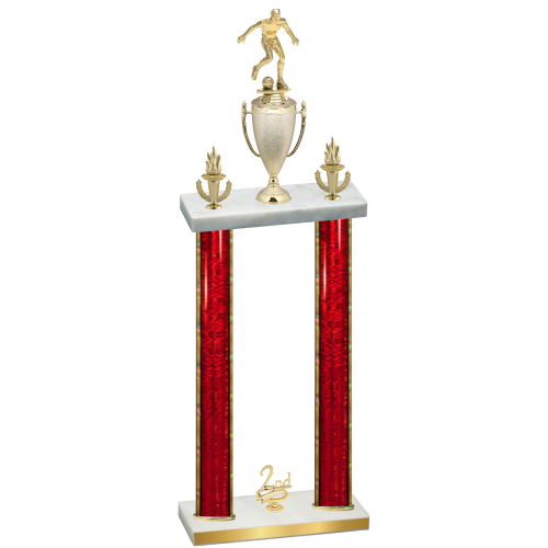 Double Red Glacier Second Place Soccer Trophy