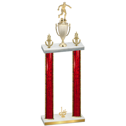 Double Red Glacier First Place Soccer Trophy