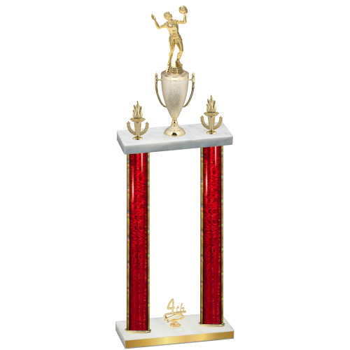 Double Red Glacier Fourth Place Volleyball Trophy
