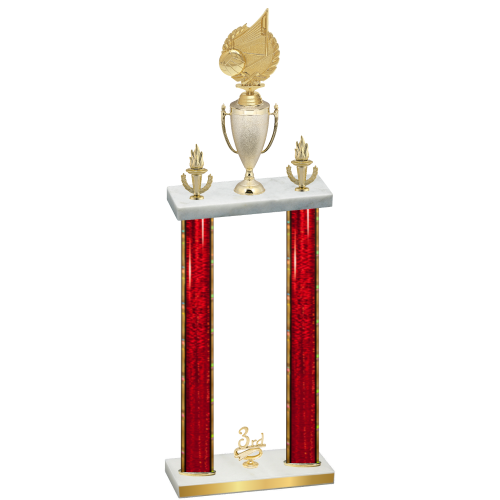 Double Red Glacier Third Place Volleyball Trophy