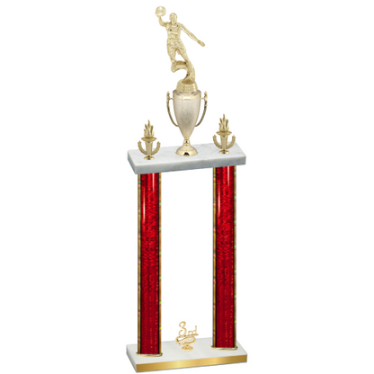 Double Red Glacier Third Place Basketball Trophy