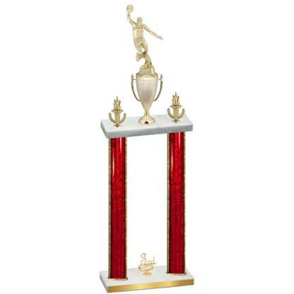 Double Red Glacier Third Place Basketball Trophy