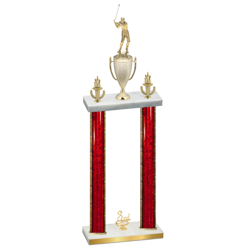 Double Red Glacier Third Place Golf Trophy