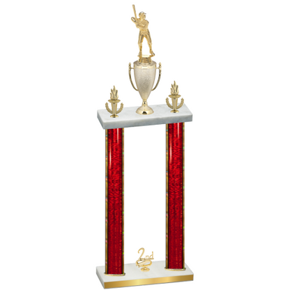 Double Red Glacier Second Place Baseball Trophy