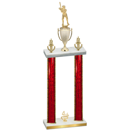 Double Red Glacier Fourth Place Baseball Trophy