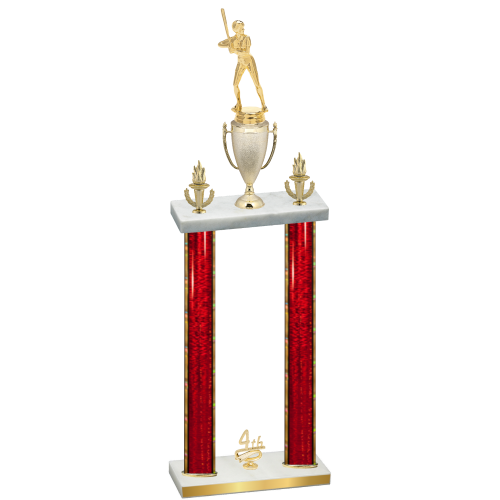 Double Red Glacier Fourth Place Softball Trophy