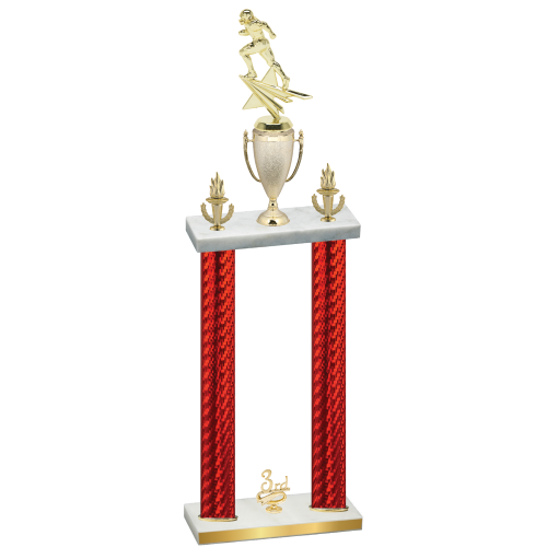 Double Red Carbon Fiber Third Place Football Trophy