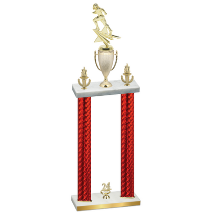 Double Red Carbon Fiber Year Football Trophy