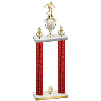 Double Red Carbon Fiber Year Soccer Trophy