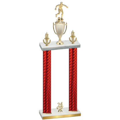 Double Red Carbon Fiber Year Soccer Trophy