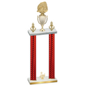 Double Red Carbon Fiber Third Place Soccer Trophy