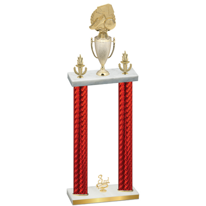 Double Red Carbon Fiber Third Place Soccer Trophy