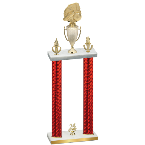 Double Red Carbon Fiber Year Soccer Trophy