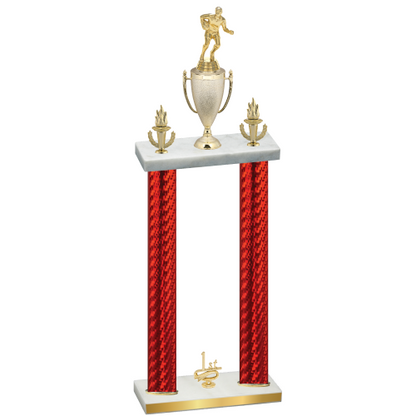 Double Red Carbon Fiber First Place Rugby Trophy