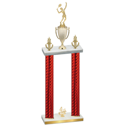 Double Red Carbon Fiber Fourth Place Tennis Trophy