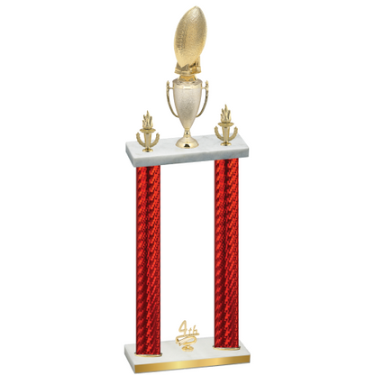 Double Red Carbon Fiber Fourth Place Football Trophy