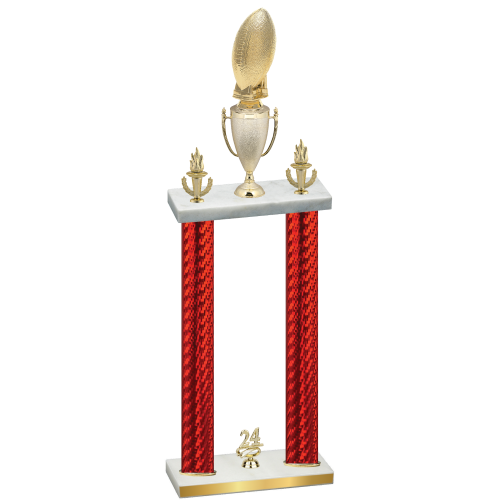 Double Red Carbon Fiber Year Football Trophy