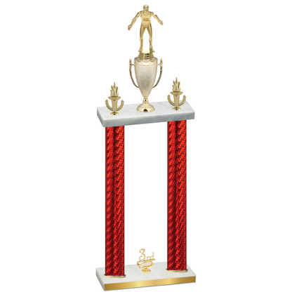 Double Red Carbon Fiber Third Place Wrestling Trophy