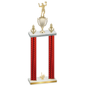 Double Red Carbon Fiber First Place Volleyball Trophy
