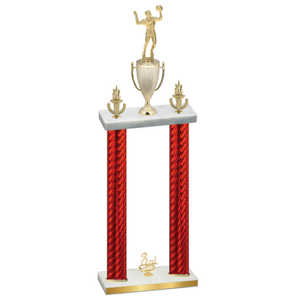 Double Red Carbon Fiber Third Place Volleyball Trophy