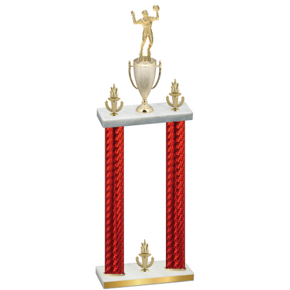 Double Red Carbon Fiber Victory Volleyball Trophy