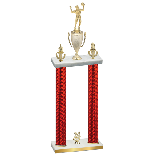 Double Red Carbon Fiber Year Volleyball Trophy