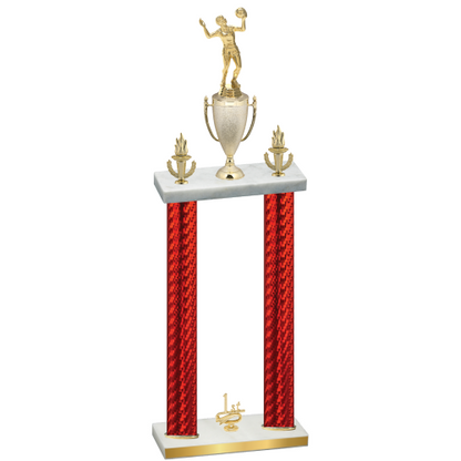 Double Red Carbon Fiber First Place Volleyball Trophy