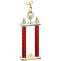 Double Red Carbon Fiber Third Place Volleyball Trophy