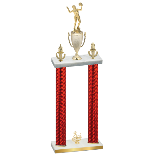 Double Red Carbon Fiber Third Place Volleyball Trophy