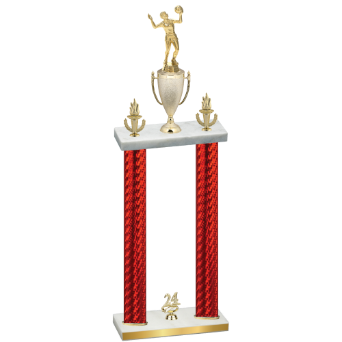 Double Red Carbon Fiber Year Volleyball Trophy