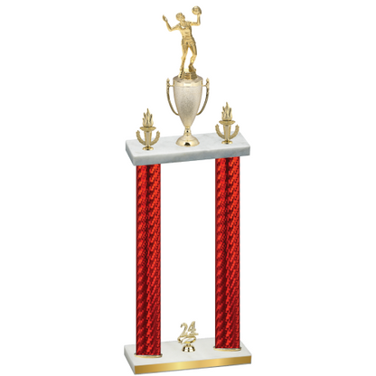 Double Red Carbon Fiber Year Volleyball Trophy