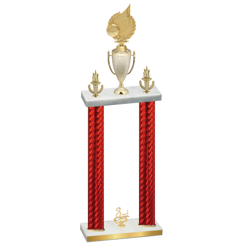 Double Red Carbon Fiber Third Place Volleyball Trophy