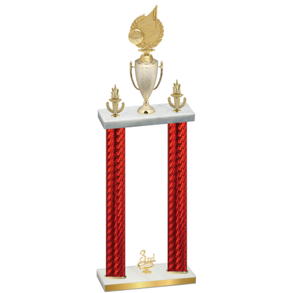 Double Red Carbon Fiber Third Place Volleyball Trophy
