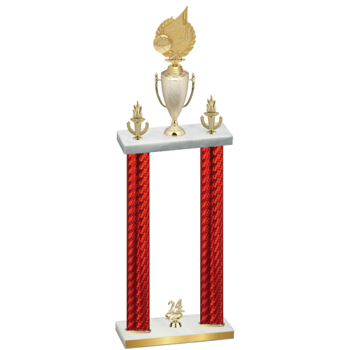 Double Red Carbon Fiber Year Volleyball Trophy