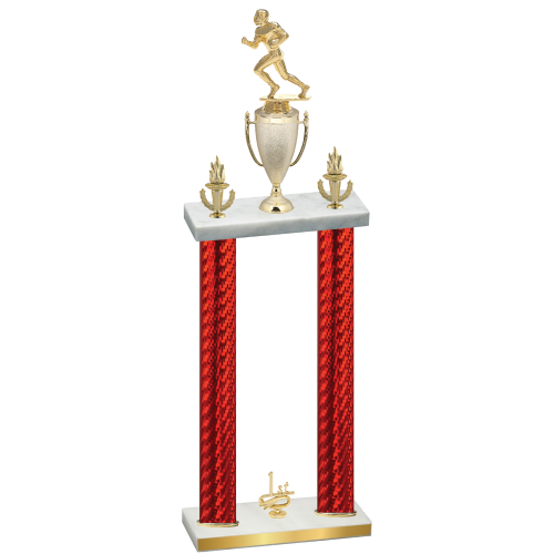 Double Red Carbon Fiber First Place Football Trophy