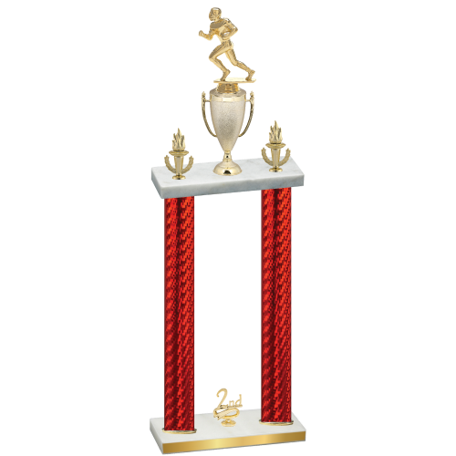 Double Red Carbon Fiber Second Place Football Trophy