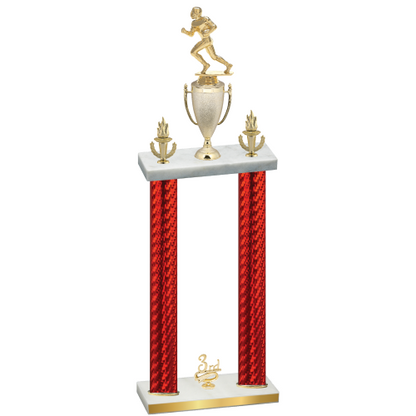 Double Red Carbon Fiber Third Place Football Trophy