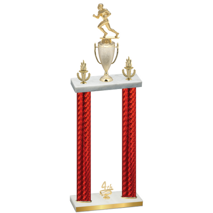 Double Red Carbon Fiber Fourth Place Football Trophy