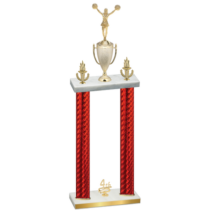 Double Red Carbon Fiber Fourth Place Cheerleading Trophy