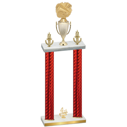 Double Red Carbon Fiber Fourth Place Cheerleading Trophy