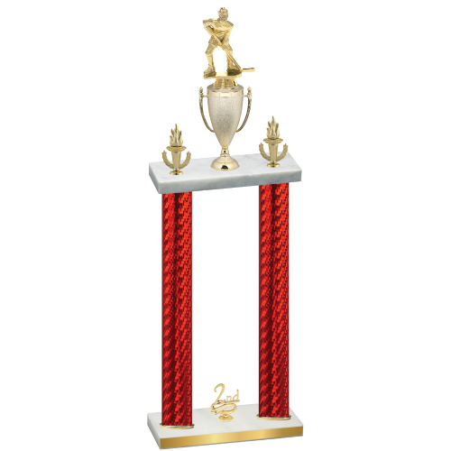 Double Red Carbon Fiber Second Place Hockey Trophy