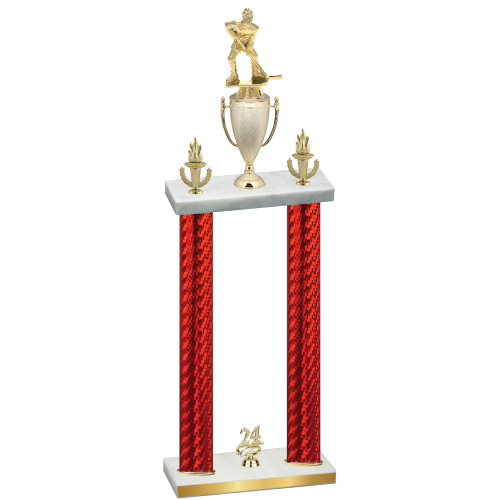 Double Red Carbon Fiber Year Hockey Trophy
