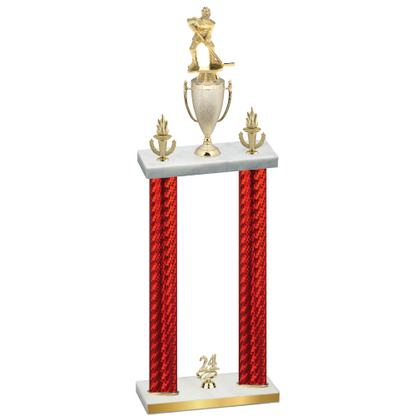 Double Red Carbon Fiber Year Hockey Trophy