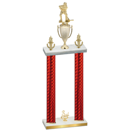 Double Red Carbon Fiber Third Place Hockey Trophy