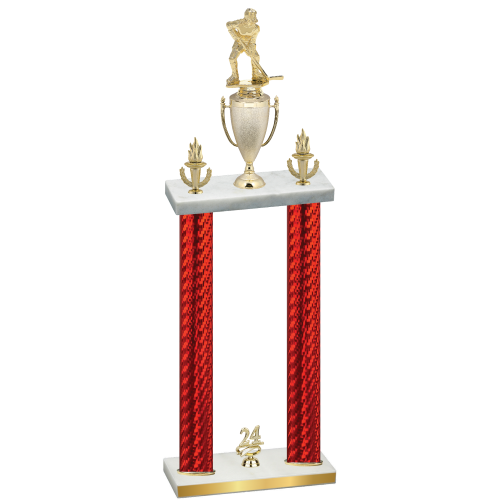 Double Red Carbon Fiber Year Hockey Trophy
