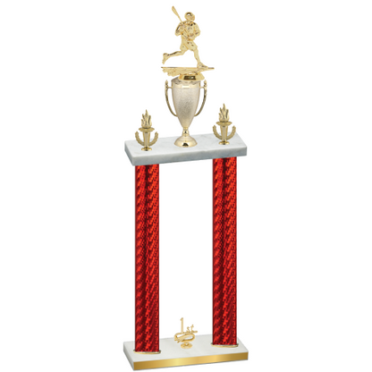 Double Red Carbon Fiber First Place Lacrosse Trophy