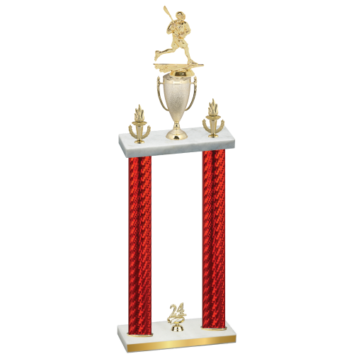 Double Red Carbon Fiber Year Lacrosse Trophy