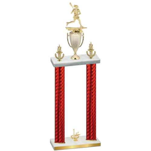 Double Red Carbon Fiber First Place Lacrosse Trophy